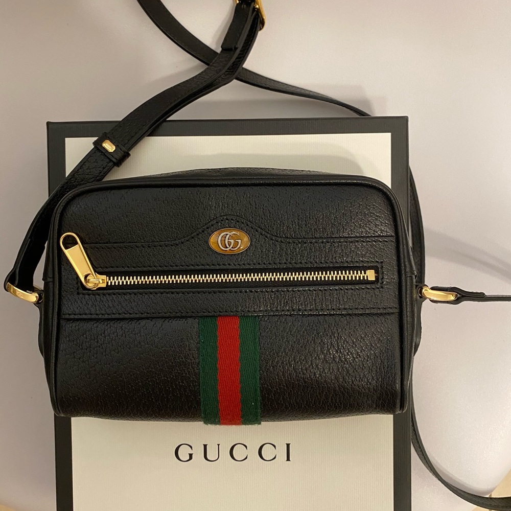 Like New! Gucci Ophida Mini Bag -Black Leather